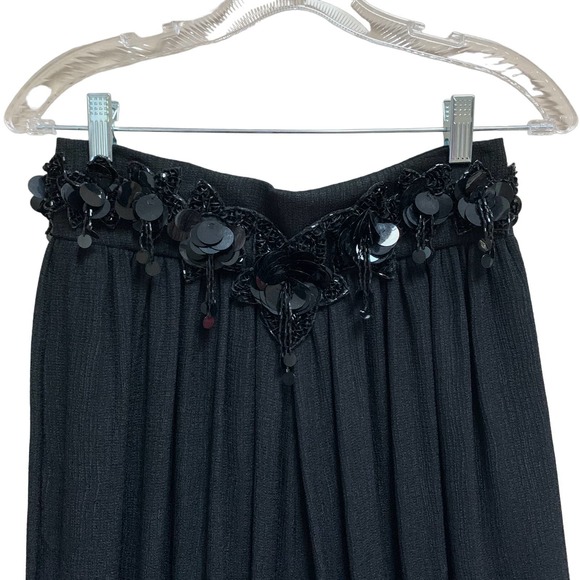 Vintage A.J. BARI Black Chiffon Bling Pilazzo Pants Size 8 - Picture 2 of 12